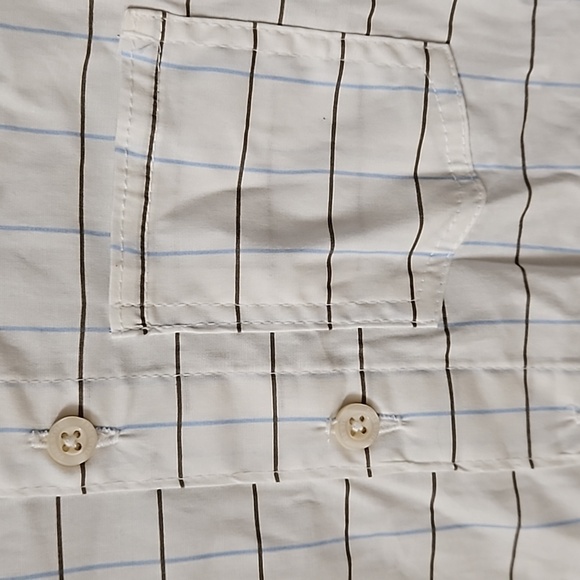 Freestyle 2 Piece Set White Button Down Blue Brown Stripe Sleeve Brown Cargo 5 - Picture 4 of 13